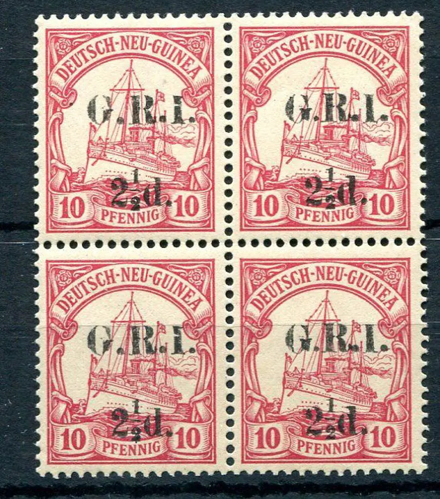 1914/15 "G.R.I." & "2½d." (6mm apart) on German ... Image 1++