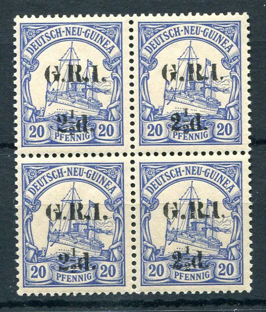 1914/15 "G.R.I." & "2½d." (6mm apart) on German ... Image 1++