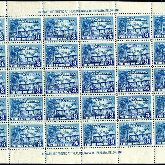 1925 ½d, 1d, 1½d, 2d & 3d Huts in complete sheets ...
