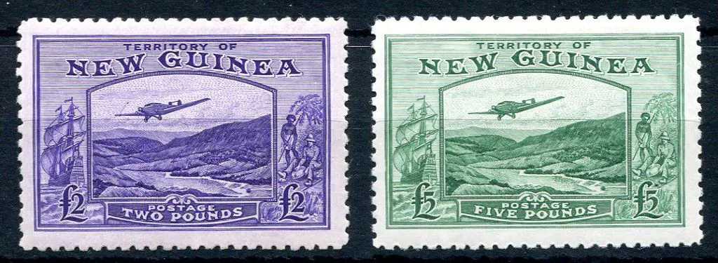 1935 £2 violet & £5 emerald-green Bulolo ... Image 1++