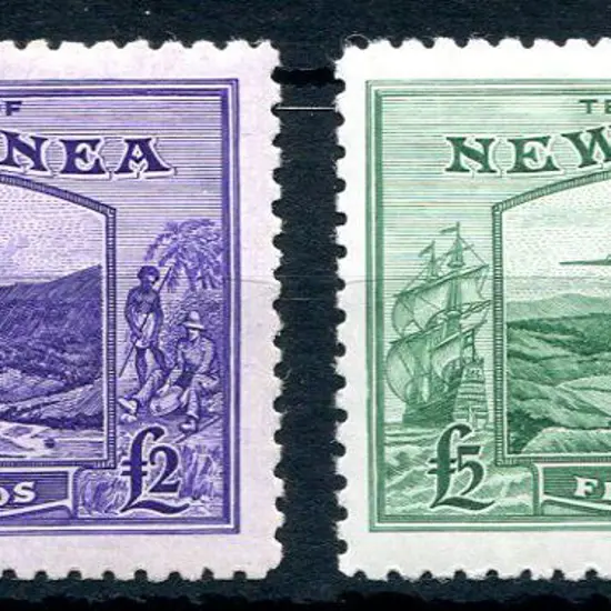 1935 £2 violet & £5 emerald-green Bulolo ...