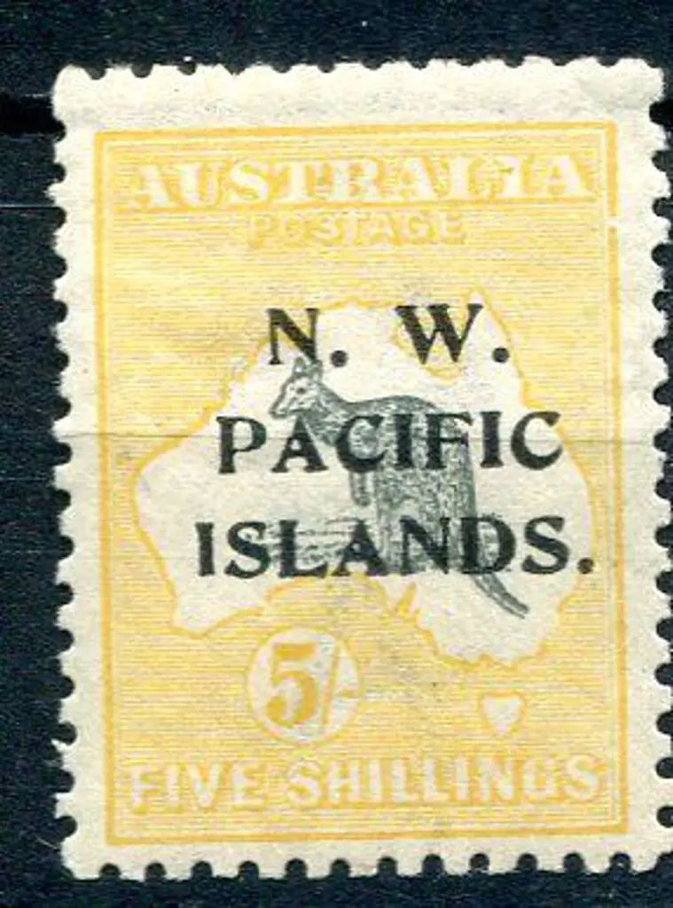 1915 5/- grey & deep yellow, 3rd wmk with "break ... Image 1++