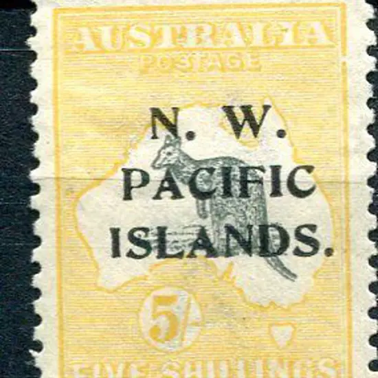 1915 5/- grey & deep yellow, 3rd wmk with "break ...