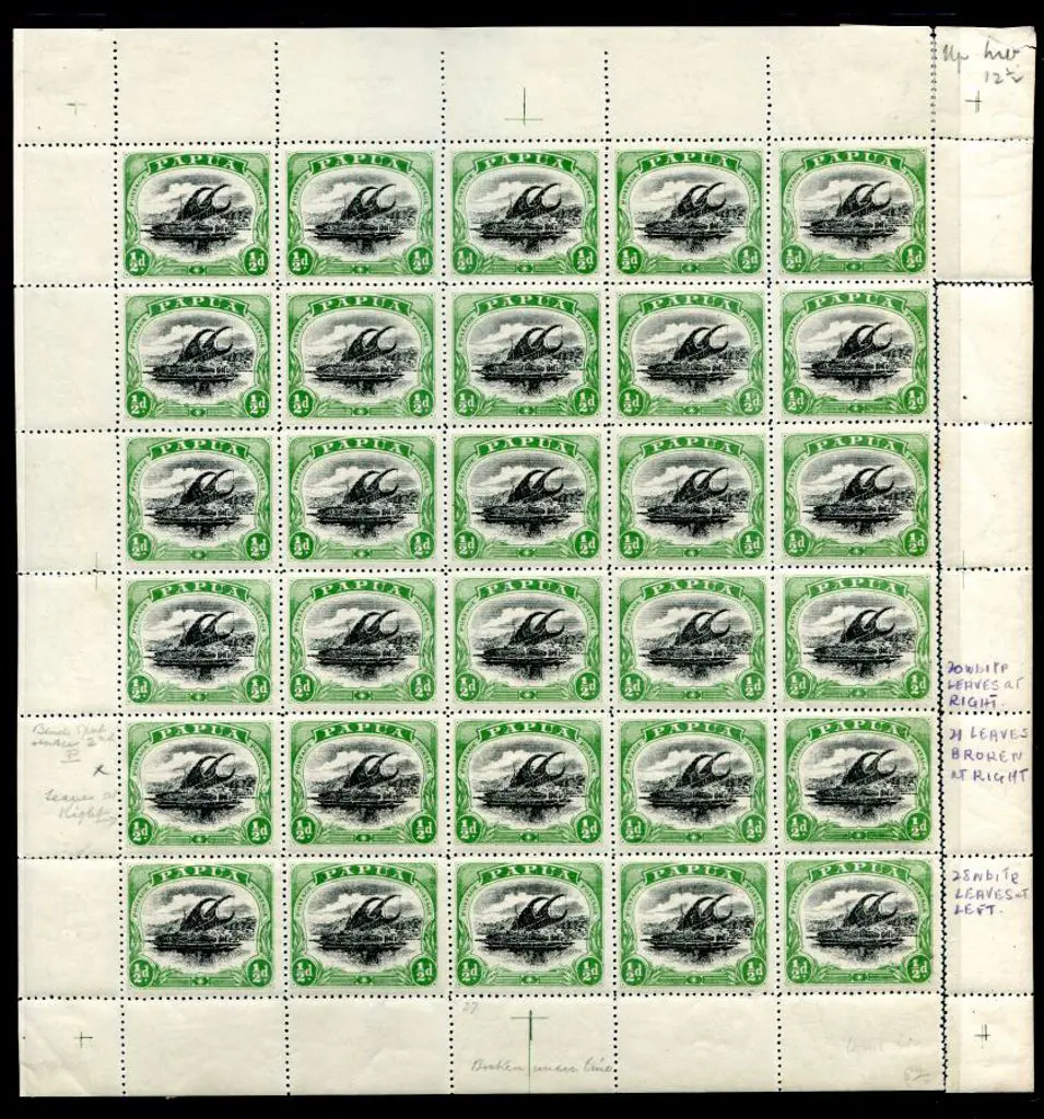 1910 ½d black & green large "Papua" with upright ... Image 1++