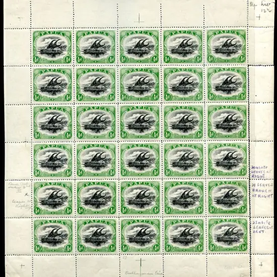 1910 ½d black & green large "Papua" with upright ...