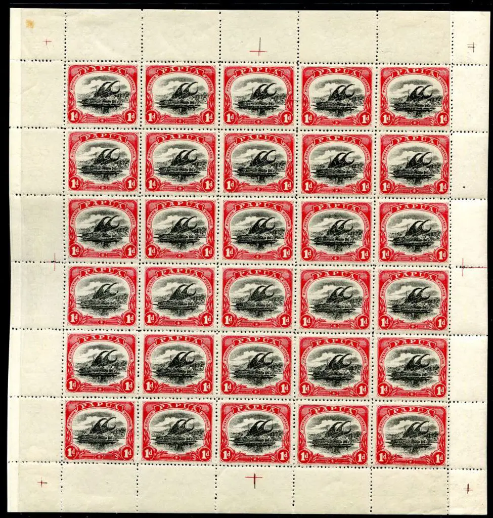 1910 1d black & carmine large "Papua" with upright ... Image 1++