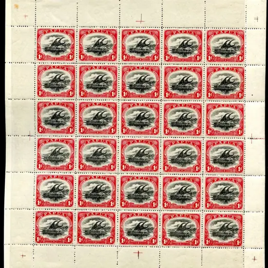 1910 1d black & carmine large "Papua" with upright ...
