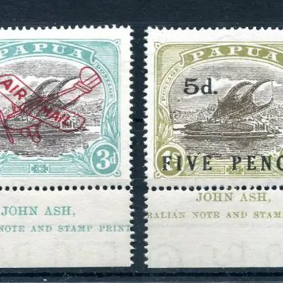 1930/32 "TWO PENCE" on 1½d, 3d "AIR MAIL", "FIVE ...