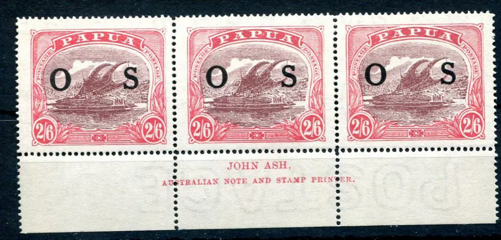 1931/32 2/6d maroon & bright pink ovptd "OS" in ... Image 1++