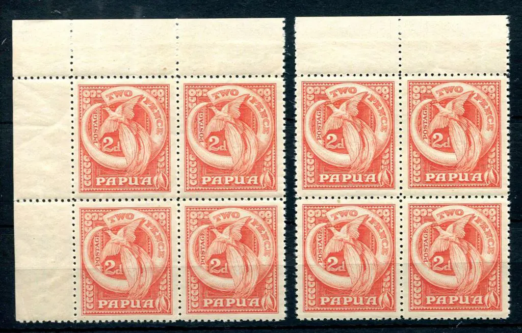 1932 2d BOP selvedge blocks of 4 x 2 in red & ... Image 1++