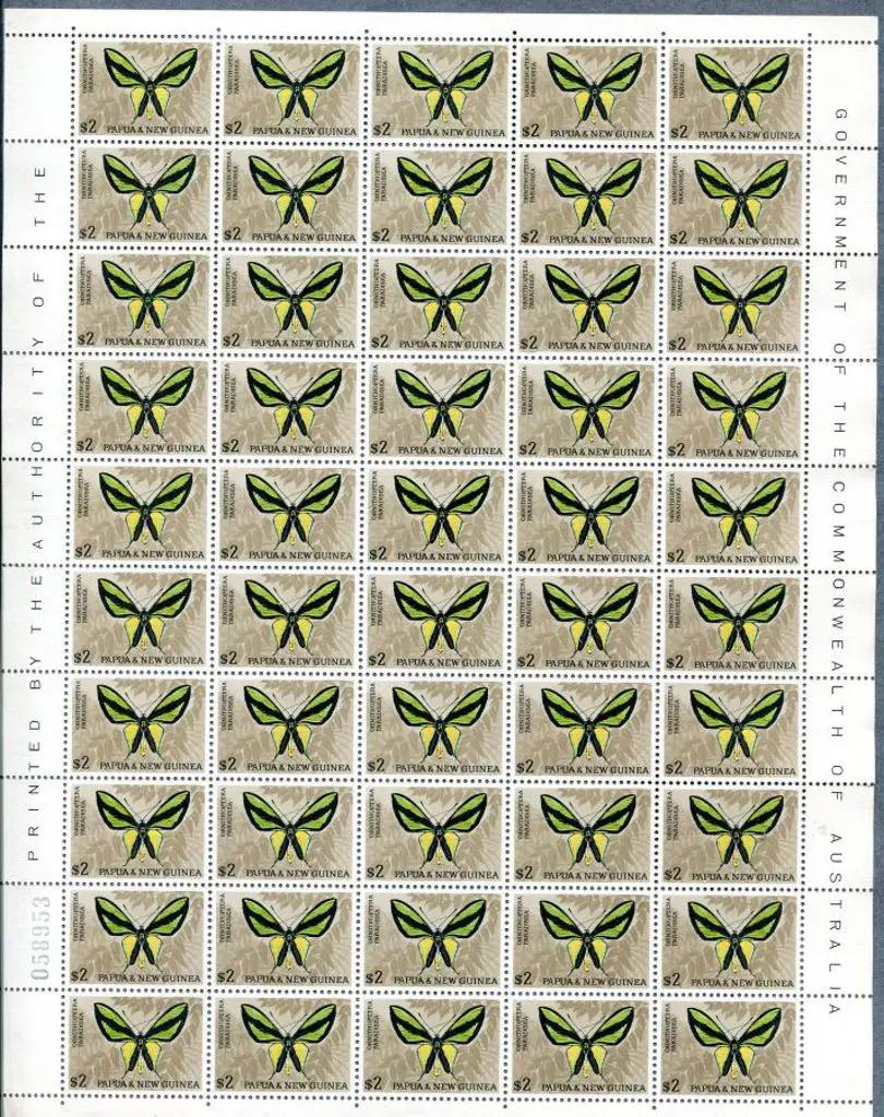 1966 $1 & $2 butterflies in MUH full sheets of 50 ... Image 1++