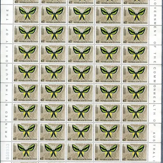 1966 $1 & $2 butterflies in MUH full sheets of 50 ...