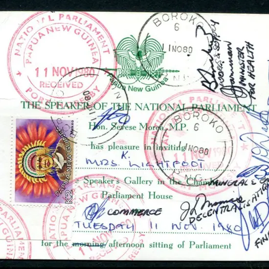 1980 (11th Nov) National Parliament Invitation to ...