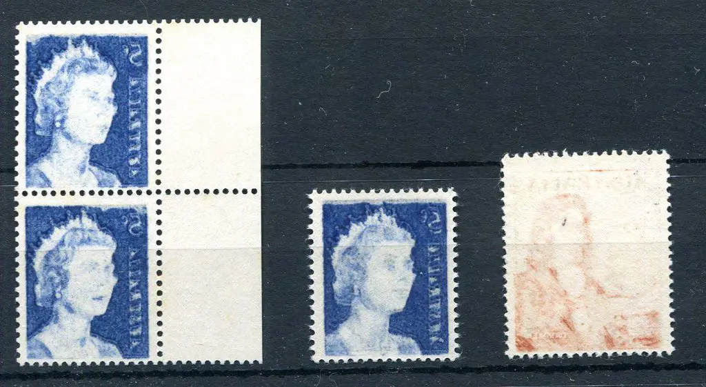 1966 5¢ blue QEII pair & single with strong ... Image 1++