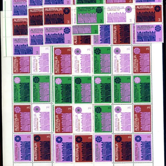 1971 Christmas panes of 25 x 4, blocks of 7 x 11 & ...