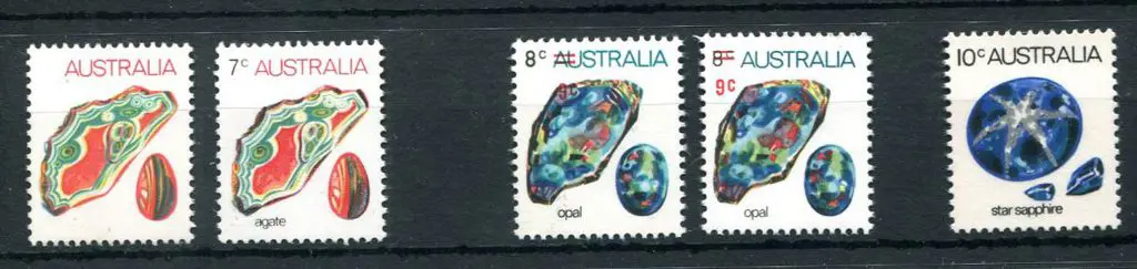 1973 7¢ Agate with "black omitted" & normal, 9¢ on ... Image 1++
