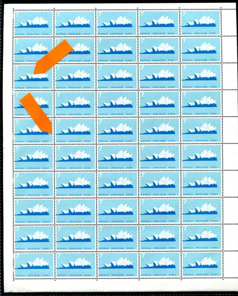 1973 7c Sydney Opera House full sheet of 100 with ... Image 1++