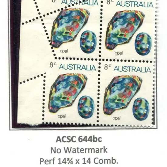 1973 8c Opal corner marginal block of 4 ...