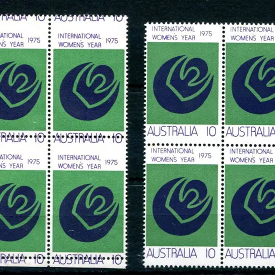 1975 10¢ IWY block of 4 with dramatically ...