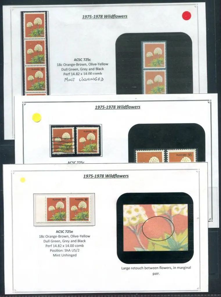 1975 18c Wildflower marginal MUH strip of 4 with ... Image 1++