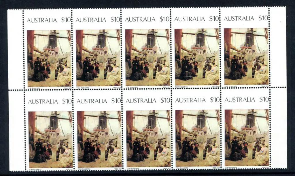 1977 $10 Coming South painting in marginal block ... Image 1++