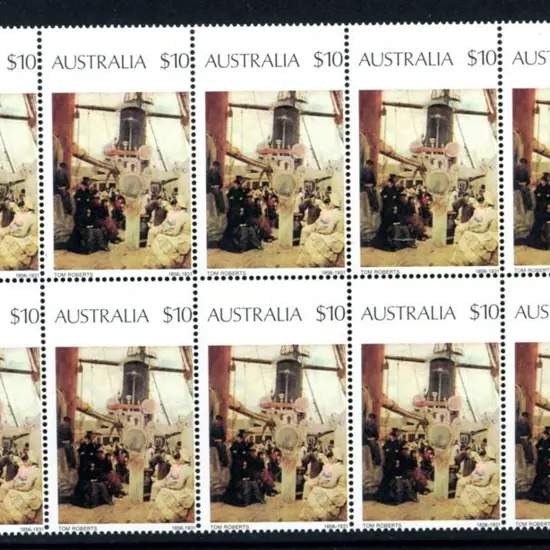 1977 $10 Coming South painting in marginal block ...