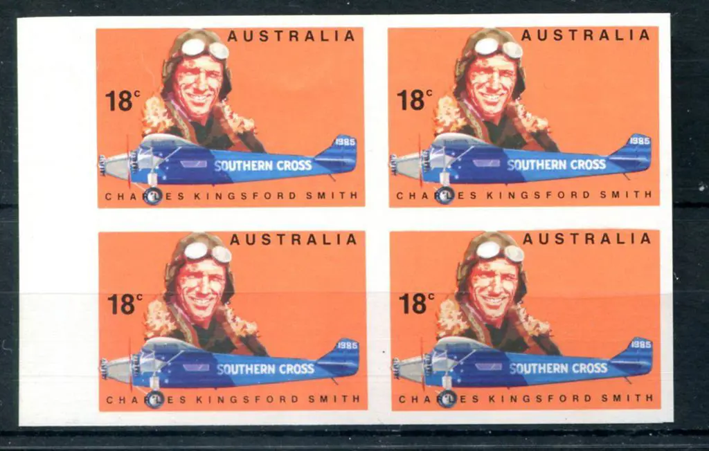 1978 18c Kingsford Smith left marginal imperforate ... Image 1++