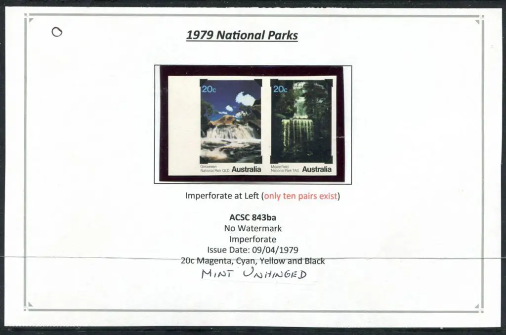 1979 20c National Parks left marginal totally ... Image 1++