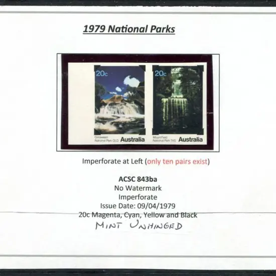 1979 20c National Parks left marginal totally ...