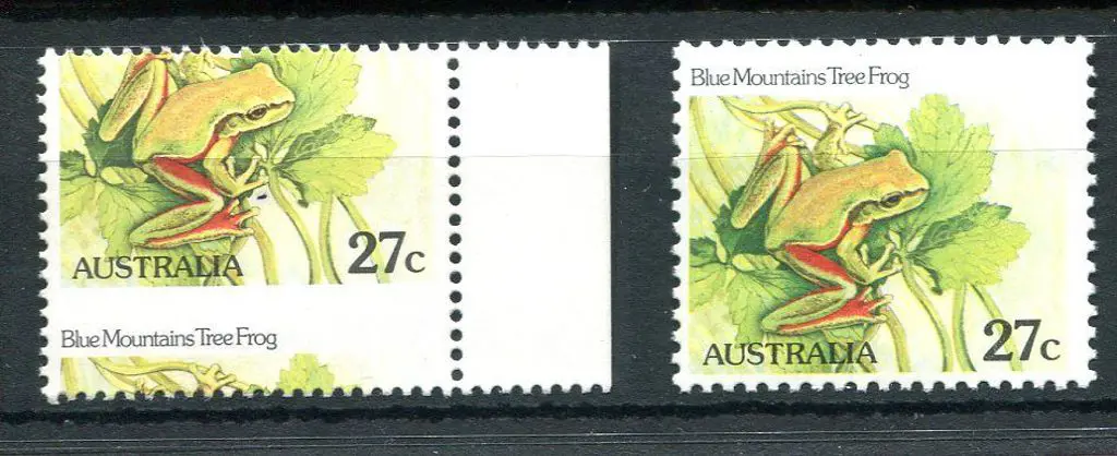 1982 27c Tree Frog with hugely misplaced ... Image 1++