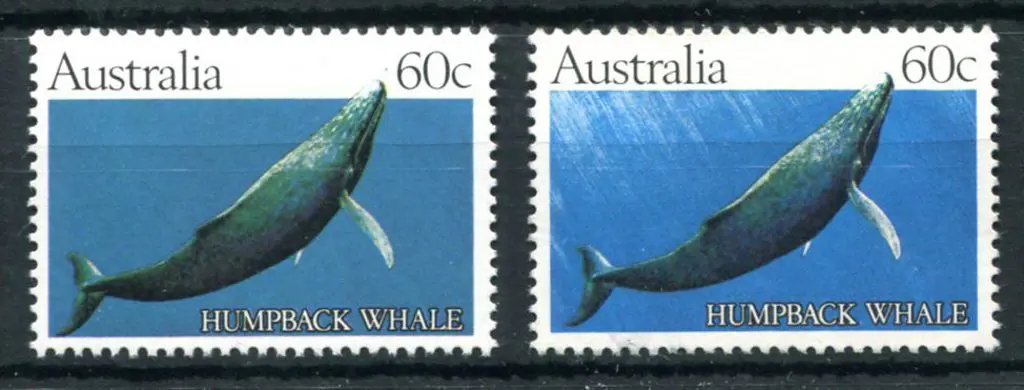 1982 60c Humpback Whale trial printing with solid ... Image 1++