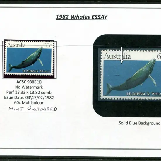 1982 60c Humpback Whale as above. MUH ACSC ...