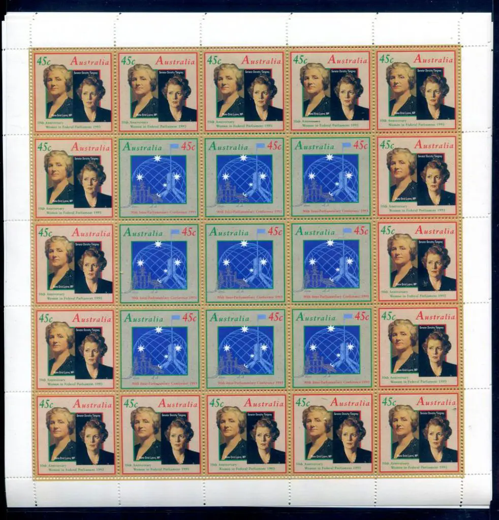 1993 Women in Parliament reversed panes of 25 x 7. ... Image 1++