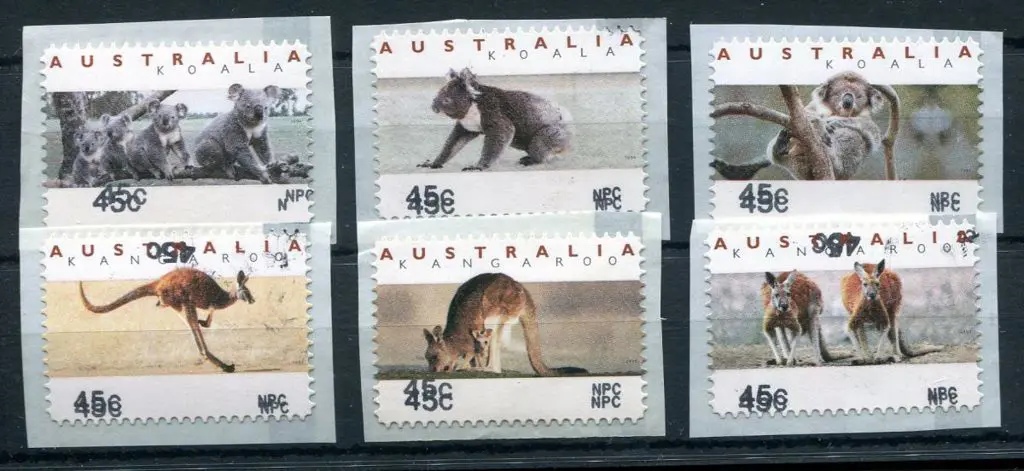 1994 Kangaroos & Koalas CPS set of 6 x 45c vals ... Image 1++