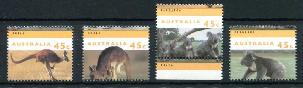 1994 Kangaroos & Koalas sheet stamps in 4 diff ... Image 1++