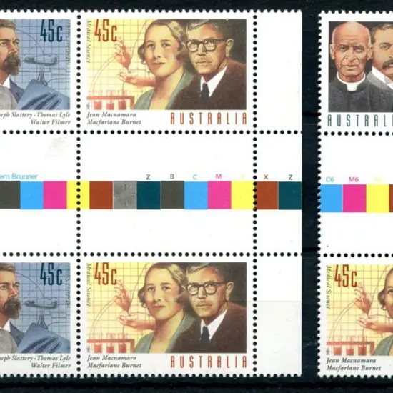 1995 45¢ Medical Science gutter block of 4 with ...