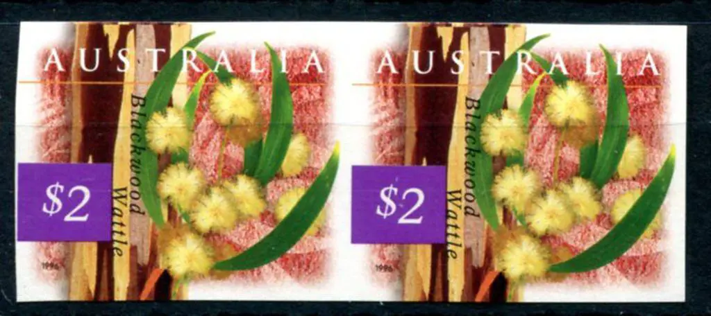 1996 $2 Blackwood Wattle imperforate horiz pair. ... Image 1++