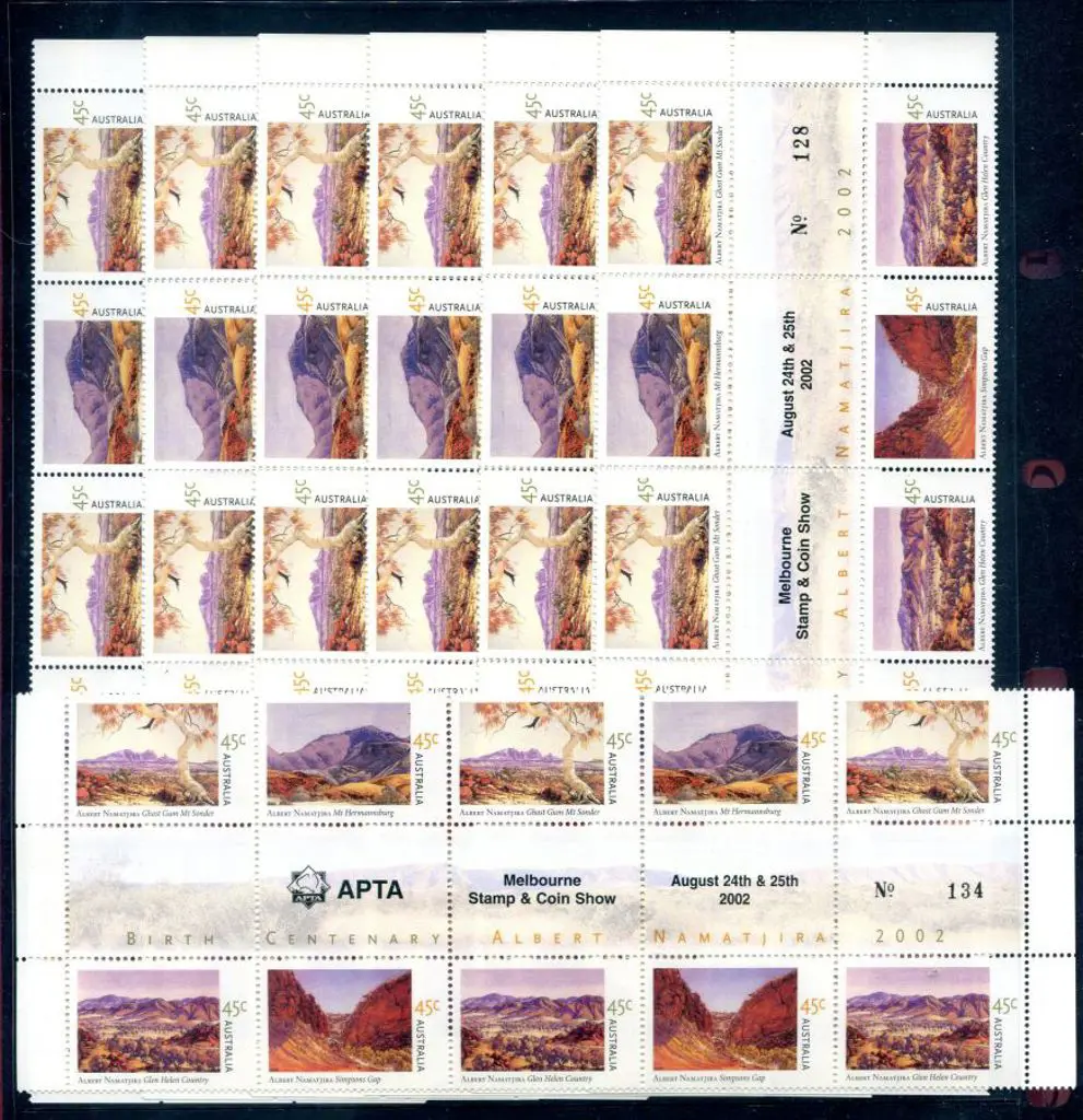 2002 Albert Namatjira illust Gutter Blocks of 10 ... Image 1++