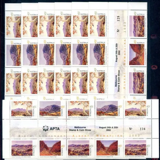 2002 Albert Namatjira illust Gutter Blocks of 10 ...