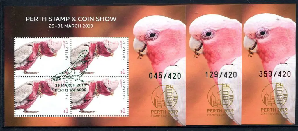 2019 (29th-31st Mar) $4 Galah Perth Stamp & Coin ... Image 1++