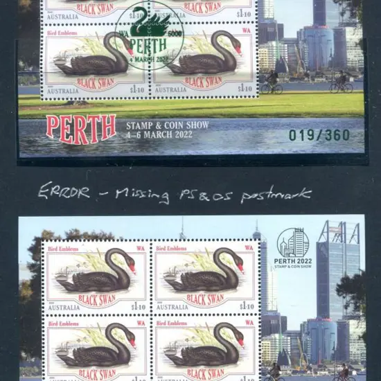 2022 (4th Mar) Perth Stamp & Coin Show $4.40 Swan ...