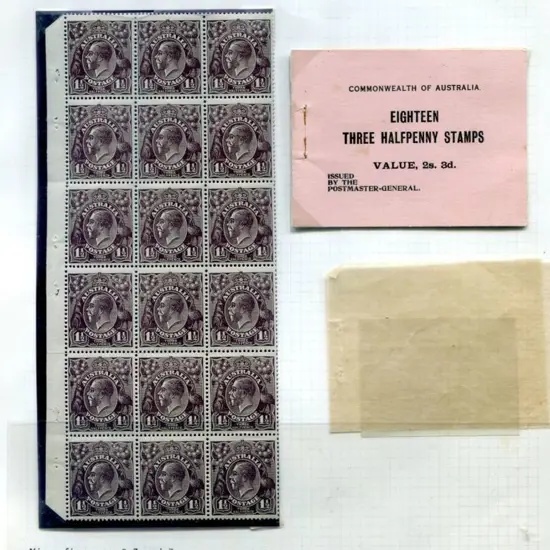1918 2/3d black on pink cover with 18 x 1½d brown ...