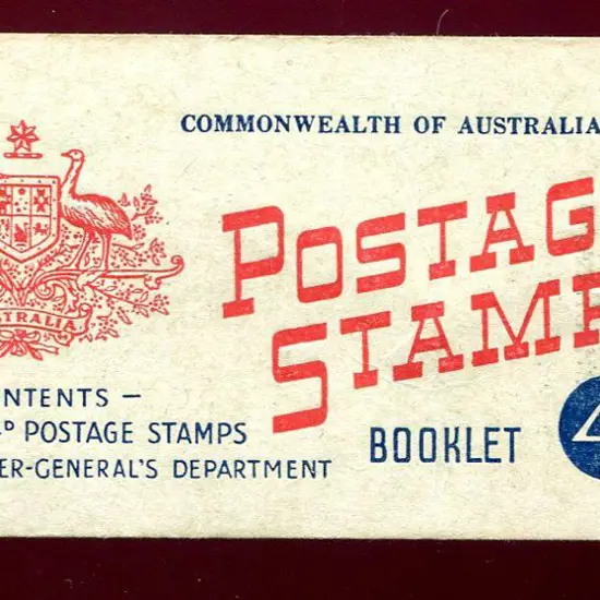 1959 4/- red & blue on green cover with pink ...