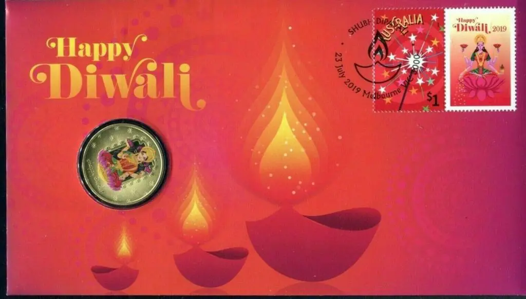 2019 (23rd July) Happy Diwali with $1 Perth Mint ... Image 1++