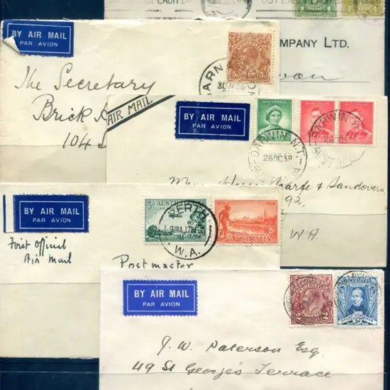 Airmails 1930-1938 range with "By Air Mail" ...