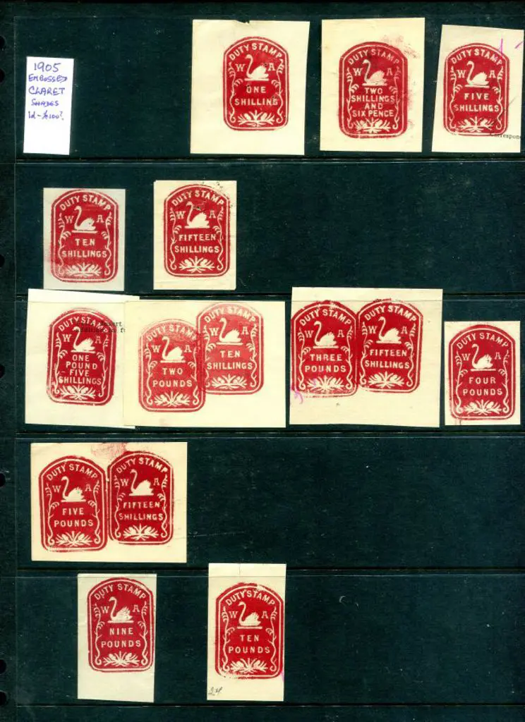 Embossed Duty Stamps 1905 selection with 15 ... Image 1++