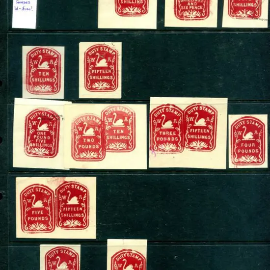 Embossed Duty Stamps 1905 selection with 15 ...