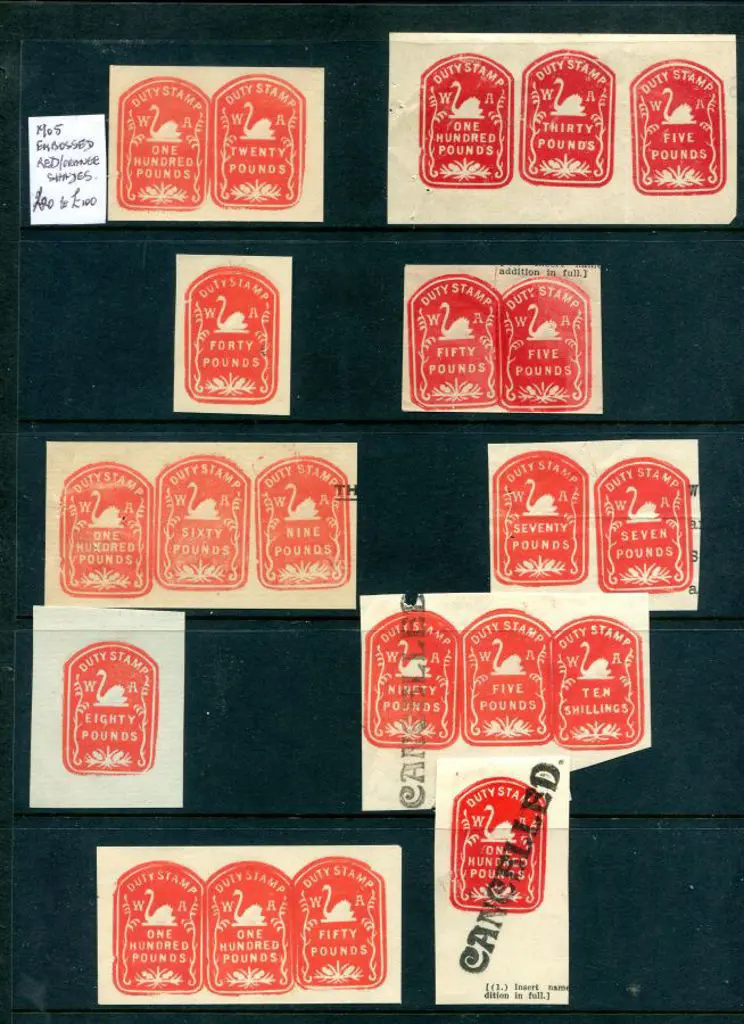 Embossed Duty Stamps 1905-1907 range of ... Image 1++