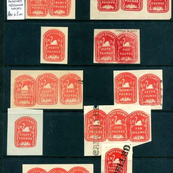 Embossed Duty Stamps 1905-1907 range of ...