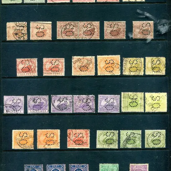 Perfins "OS" ½d green to 10/- dull purple range. ...